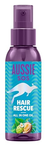 Aussie SOS Hair Rescue All In One Hair Oil 100ml to Detangle and Smoothen Hair While Helping Prevent Split Ends and Keeping Hair Hydrated For 100 Hours. Vegan Formula (Package may vary), Purple