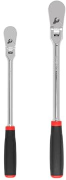 TEKTON 3/8, 1/2 Inch Drive Flex Head Comfort Grip Long Ratchet Set, 2-Piece (12, 14 in.) | SRH99202