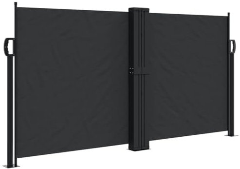 vidaXL Seitenmarkise Ausziehbar, Markise Wasserfest UV-Beständig, Sichtschutz Windschutz für Garten Terrasse Balkon, Sonnenschutz Zaun Trennwand, Schwarz