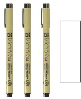 PIGMA MICRON Sakura 04 Schwarz, 3 Stück und 1 Karte