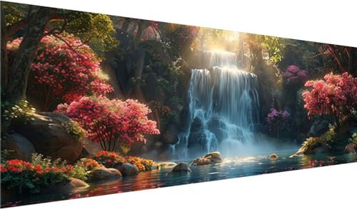 Diamond Painting Set 200x80 cm, DIY Fallen Diamond Painting Eckige Steine Strass Cross Stickerei Kunst Kits, Diamond Painting Zubehör Set Basteln Erwachsene, Diamond Painting Blume für Wanddeko, Dekor