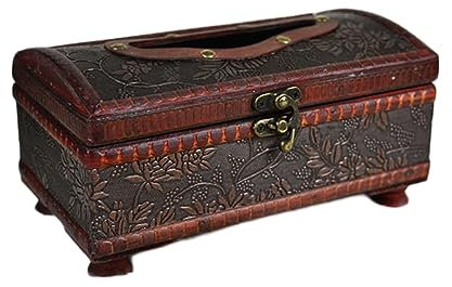 Kosmetiktücher Box 21 x 12 x 11 cm, Elegante, handgefertigte, abnehmbare Taschentuchbox aus Holz, Retro-Taschentuchbox für Esszimmer Badezimmer Schlafzimmer