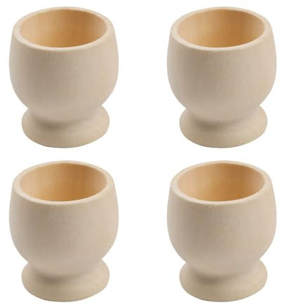 Wooden Egg Cups 4 Brown Wooden Eggs Cups Set Easter Decor