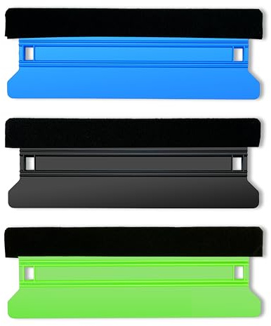 Auto Vinyl Wrap Kit, Long Squeegee, Microfiber Felt Edge, Vehicle Solar Film, Window Tint Tool, Wallpaper Sign Sticker, Car Decal, Smooth, Scratch Free, Protect Paint, 3Pcs, 8.3inch, Black&Blue&Green