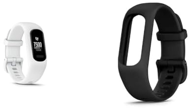 Garmin vivosmart 5, S/M Replacement Band, Black vivosmart 5 Smart Health and Fitness Activity Tracker with Touchscreen, White, Small/Medium