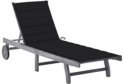 Sufrk Sonnenliege mit Auflage Grau Akazie Massivholz Campingliege Strandstuhl Klappbar Leicht - 3061366