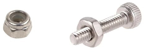 50 Stück M2 verzinkte selbstsichernde Sechskantmuttern aus Nylon und 50 Satz M2 x 10 mm Innensechskantschrauben mit Rändelschraube