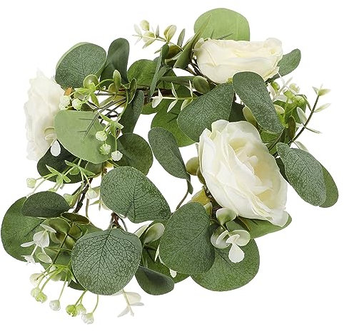 Cabilock Künstliche Rose Kerzenständer Im Europäischen Stil Heimdekoration Hochzeitsfeier Tafelaufsatz 25 cm Fröhliche Rose