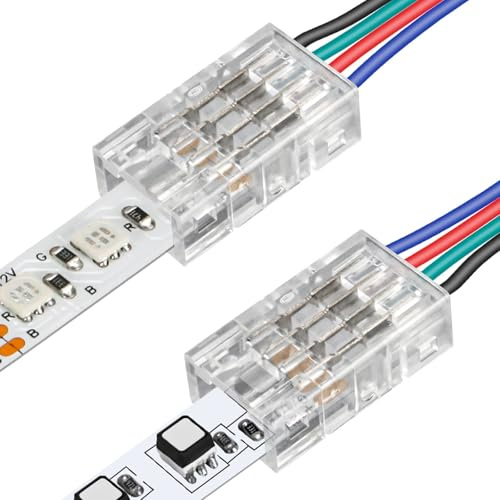 Aroidful 25Pcs 4-Pin 8mm LED Strip Connectors, Solderless Strip-to-Wire Connector for 8mm Wide 5050 3528 2835 SMD RGB LED Strip Lights