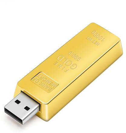 Gold Bar USB Flash Drive USB 2.0 Flash Drive Memory Stick USB External Memory Data Storage Bambini Studenti Regalo (32G
