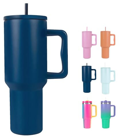 WUYOR 40oz Insulated Tumbler with Straw & Lid – Leak-Proof Stainless Steel Travel Mug with Handle, Perfect for Hot & Cold Drinks, Coffee & Water Bottle