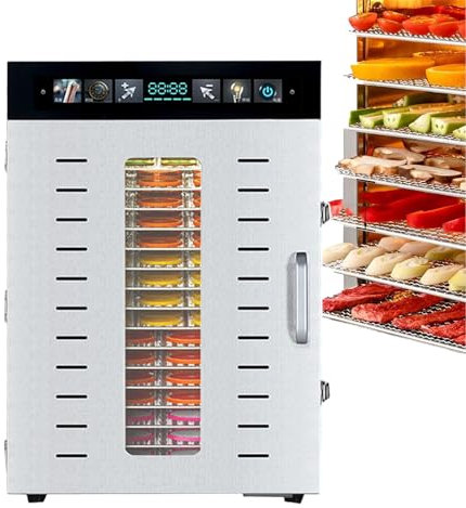forplubossmmp Deshidratador De Alimentos Eléctrico con Temporizador De 24 Horas, Máquina Secadora Eléctrica De Frutas Y Carnes, Deshidratador De Alimentos Comercial De 16/20 Capas, 30-90 °C,16-Layer