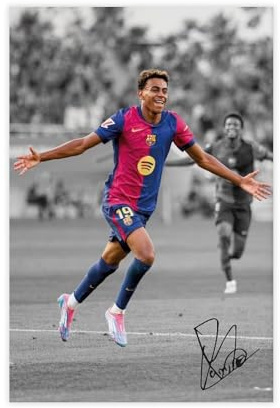 bacrhjlb Lamine Yamal, Spanien, Fußball-Poster, Leinwandposter, Wandkunst, Dekordruck, Bild Gemälde für Wohnzimmer, Schlafzimmer, Dekoration, 20 x 30 cm
