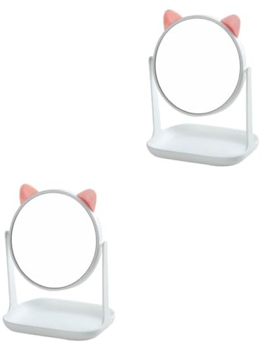 TOVINANNA 2pièces Miroir De Maquillage De Bureau Miroir De Vanité Portable avec Rangement pour Cosmétiques Design Adorable pour Filles pour Chambre à Coucher Et Usage Quotidien