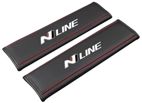 YNQP 2 Pezzi Auto Pelle Imbottitura per Cintura di Sicurezza Comoda Protezione per Le Spalle, per Hyundai N Line NLINE i10 i20 i30 N Accessori Interni