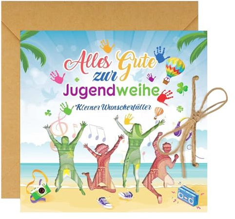 Jugendweihe Karte,Geldgeschenk Konfirmation,Alles Gute zur Jugendweihe Geschenke Mädchen Junge WunscherfüLler Geldgeschenke Verpackung Geld Geschenk Geldkarte Karten für Abschlussfeier Geschenkideen
