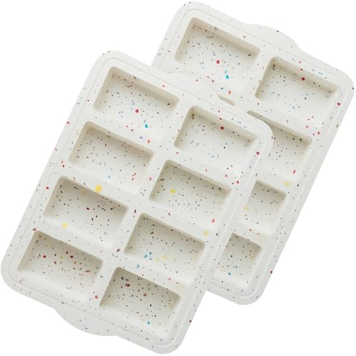 AVIDON Silicone Mini Loaf Pans, Nonstick silicone baking molds for baking small cakes, loaf, bread, 8 Cavity small Meatloaf Pans 2 packs