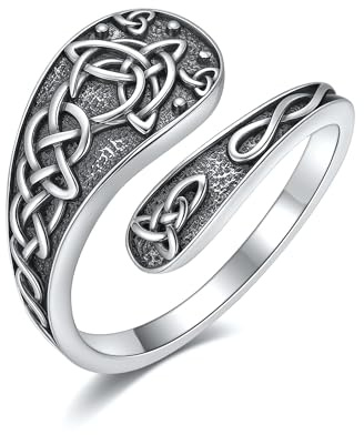 Celtic Knot Spoon Rings 925 Sterling Silver Celtic Knot Thumb Rings Vintage Jewellery for Women Men Mom (5#6#7#)