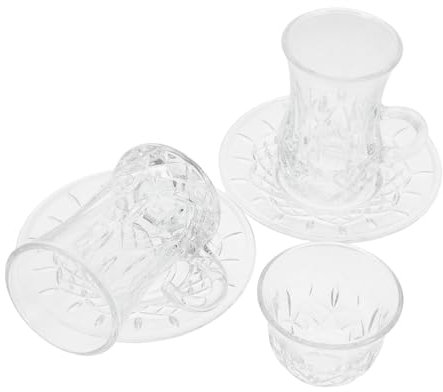 LIFKOME Tasses à Thé Verre De Style Européen Tasses à Thé Et Soucoupes Verre Transparent Pour Boissons Chaudes Plat Individuel