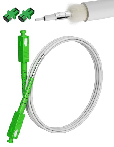 VANDESAIL Cavo Internet a fibra ottica SC/APC a SC/APC, cavo patch Simplex OS2 corazzato di singolo modo, 9/125μm LSZH per FTTH & SFP, opzione di lunghezza: 3m-20m, bianco