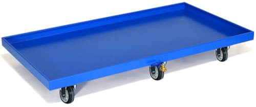 Plataforma Modular Antiderrames Con Drenaje, Apilable Con Compartimentos Para Montacargas, Bandeja De Contención De Derrames, Tarima Antifugas Para Bidones De Aceite Industriales, Azul, 125 X 65 X 17