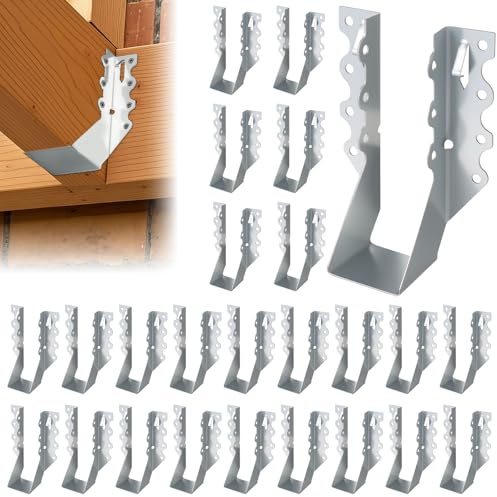 Hsddmx 25 Pcs 2x6 Joist Hangers for Wood, 20 Gauge Galvanized Face Mount Joist Hangers, Heavy Duty Hurricane Ties for Rafters Roofs Decks Floors Ceilings
