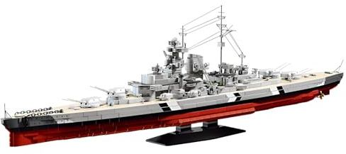 Bismarck-Schlachtschiff-Baustein, 2686PCS Große MOC Militär WW2 Schlachtschiff Ziegel Klemmbausteine Modell, Sammlerstück Display Kriegsschiff Boot Spielzeugset für Erwachsene, Teenager, Jungen ab 14