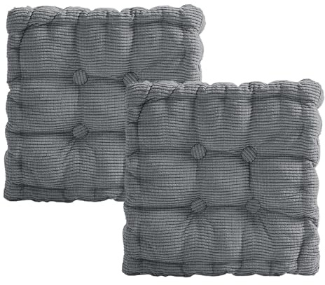 bechoanigel Juego de 2 Cojines para Sillas, 40 x 40 cm Cojines Sillas Gruesos, Cojin Silla para Exterior e Interior, para Sillas de Jardín, Cocina, Balcón, Comedor (Gris Claro, Cuadrado)