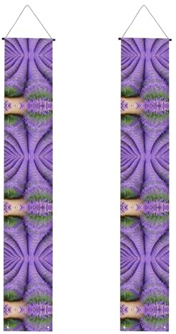 Romantischer Lavendel-Druck, Herbst-Veranda-Banner, Polyester-Banner, für drinnen und draußen, einfach aufzuhängen, wiederverwendbar