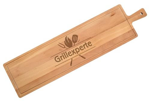 Herz & Heim® XXL Schneidebrett aus Buchenholz mit Gravur – personalisierbar mit Name & Text – Servierbrett 80 cm (Grill)