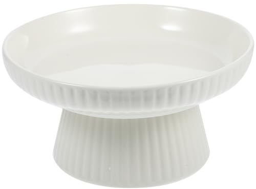VICASKY Ceramic Cake Tray 7-Inch Milk White High Foot Dessert Plate Stand for Party Wedding Chocolate Display and Food Serving