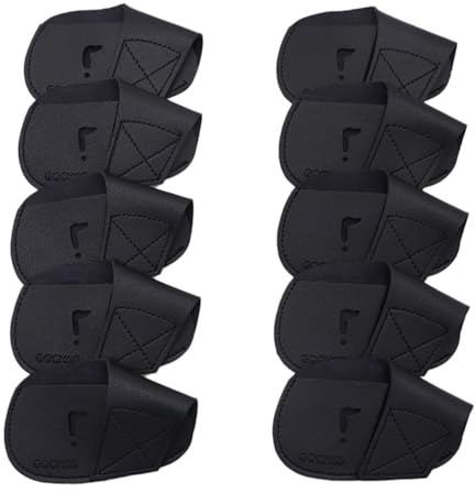 GOCHSS I Lot de 10 protège-têtes pour clubs de golf en PU, compatibles avec clubs droitiers, protège-clubs pour Titleist, Callaway, Ping, Taylormade et autres marques