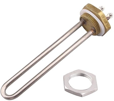 Résistance pour chauffe-eau, Élément de chauffage solaire l'eau, Type U DC 12V/24V/48V, DN32, filetage en laiton 1 1/4 BSP, 200W/300W(Locknut,12v 300w)