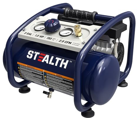 STEALTH Air Compressor 3 Gallon, Quiet Air Compressor, Oil-Free,for Tire Inflator, Auto Repair, Woodwork Nailing (SAQ-1301)