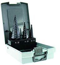 Coffret TIVOLY de 3 forets métaux coniques étagés HSS Cobalt 5% revêtu TiAlN Ø 4-12/4-20/4-30 mm