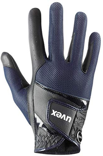 Uvex sumair - dehnbarer, optimal belüfteter Reithandschuh für Damen und Herren - exzellenter Grip & strapazierfähig - touchscreenfähig - Black-Blue - 8