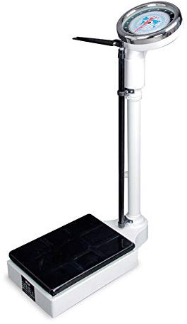 Größen- und Gewichtswaage, mechanische Personenwaage mit Messlatte, medizinische Gesundheitswaage, großes Zifferblatt, Stahlbasis, höhenverstellbare Messlatte, 120 kg / 160 kg, 190 cm