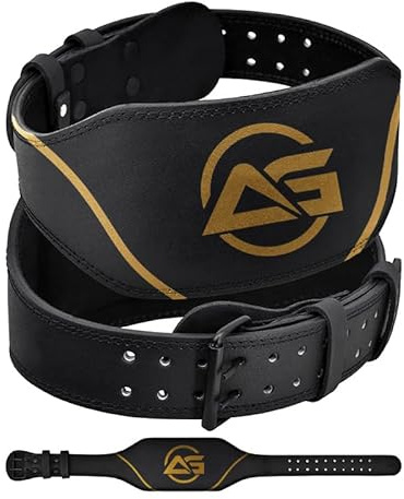 Cowhide Leder Gewichthebergürtel 10 cm & 15 cm mit gepolsterter Lendenstütze – Powerlifting Gürtel für Männer & Frauen, Fitness, Training, Gym – Carbonfaser-Polster, doppelte Dornschließe (M)