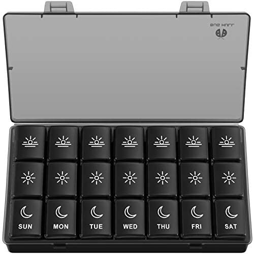 BUG HULL Weekly Pill Organizer 3X a Day, Daily 7 Day Pill Box 3 Times a Day, Travel Medicine Pill Organizer Pill Case Container for Vitamins, Supplements