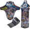 Guardabarros para bicicleta MTB, 2 piezas, Fashion Printing Styles, compatibles de 26, 27,5 y 29 pulgadas, guardabarros trasero y delantero para bicicleta MTB, 8 bridas para cables
