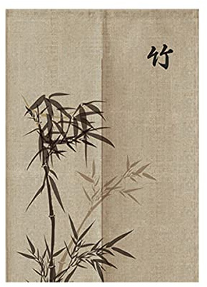Hiseng Japanischer Gardinen Noren Tür Vorhang, Leinen Partition Türvorhang Restaurant Home Schlafzimmer Vorhang Wand Tapisserie, für die Heimtextilien Raumteiler (Tinte Bambus,80x150cm)