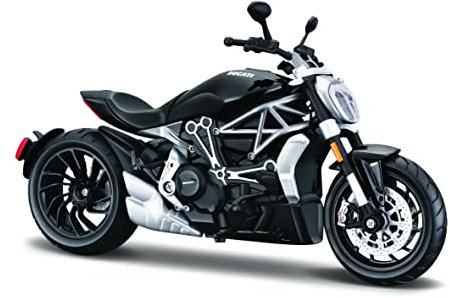 Maisto Ducati Diavel S: Motorradmodell im Maßstab 1:12, mit Federung und ausklappbarem Seitenständer, 17 cm, schwarz (5-20101), Mittel