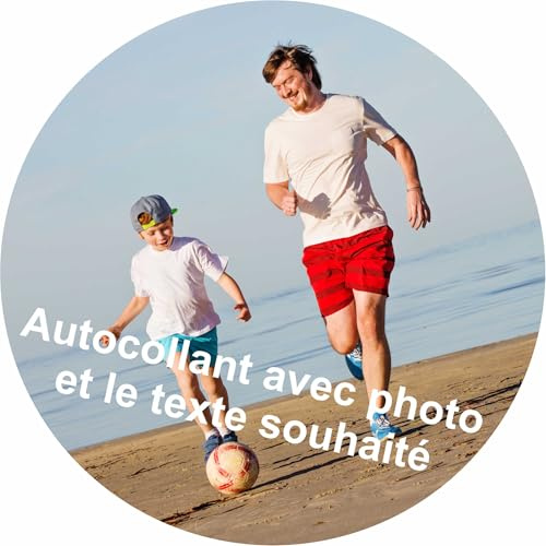 INDIGOS UG Fotoaufkleber - 30mm rund - 10 Sticker Namensaufkleber für Kinder Schule, Einladungen, Hochzeit, Taufe, Verlobung, Kommunion, Geburtstag, Party - personalisiert mit Wunschtext