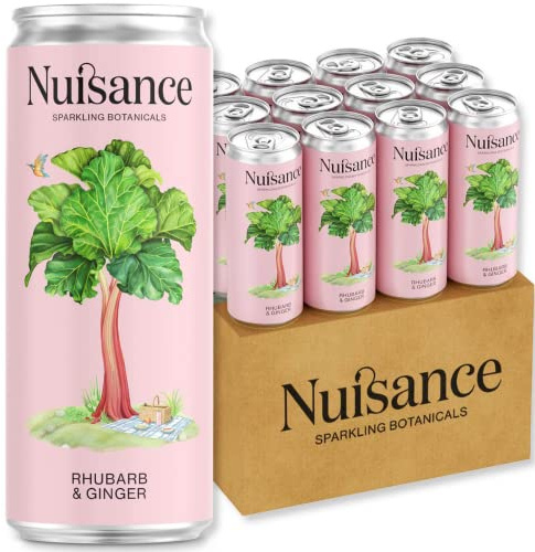 Nuisance Drinks - Rhubarb & Ginger | Premium Botanical Soft Drinks | Natural Flavours- Low Calorie - Vegan - Gluten Free - Zero Artificial Sweetners | 12 x 250ml cans