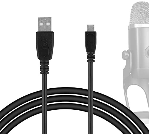 GEEKRIA for Creators USB to Micro USB Microphone Cable 9 ft / 2.8 M, Compatible with Blue Yeti X, Yeti Nano, BONAOK G50, X39, Q31, Q37, BlueFire, Ankuka Karaoke Microphone Mic Cord (Black)