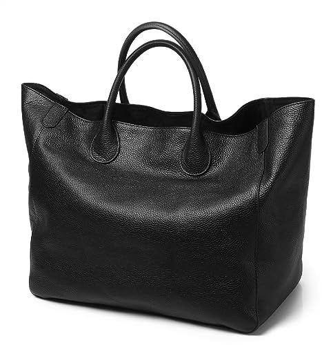 Vimlo Übergroße Tragetaschen for Damen, Handtaschen und Geldbörsen aus echtem Leder, extra großes Fassungsvermögen, Shopper-Tasche aus Rindsleder, Eimer-Geldbörse for Geschäftsreisen (Color : Black)