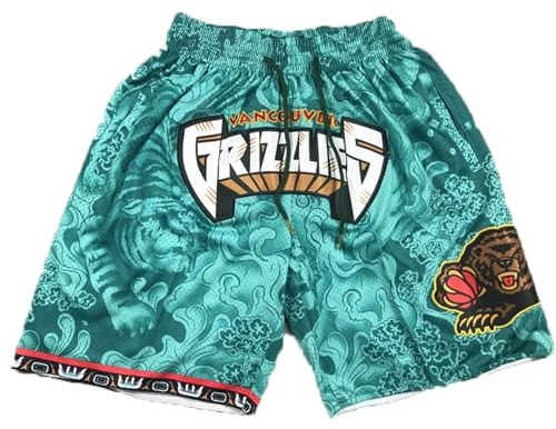MCQOmcil Herren NBA Grizzlies Basketball-Shorts, hochelastische, atmungsaktive Sporthose (Color : A, Size : L)