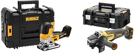 DEWALT - Scie Sauteuse à Prise par le Corps Brushless XR 18V - DCS335NT-XJ & Meuleuse Brushless XR 18V 5Ah Li-Ion - DCG406NT-XJ - sans Fil avec Interrupteur à Palette