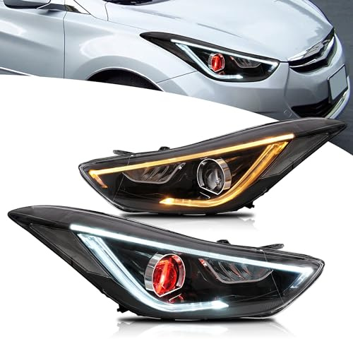 VLAND Headlights Compatible with Hyundai Elantra 2012-2015 & Elantra Coupe 2013-2014 (Not for Hybrid), Not included bulbs for main/dipped beam (Demon eyes)