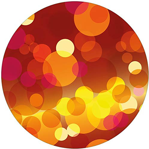 Wallario Glasbild rund Rote gelbe und orange Kreise - harmonisches Muster - Rund, 50 cm Durchmesser Wandbild Glas in Premium-Qualität: Brillante Farben, freischwebende Optik